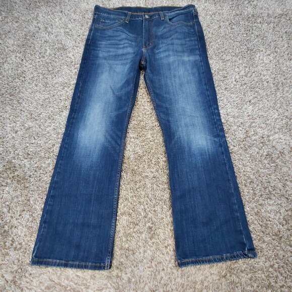 Levis 527 Jeans Mens 36x30 Blue Bootcut Cowboy Whiskered Western Y2K Boot Cut - Picture 2 of 6